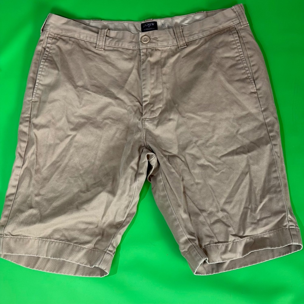 J.Crew Rivington Shorts Mens 34/10 Khaki Tan 100% Cotton Chino Twill Classic Fit
